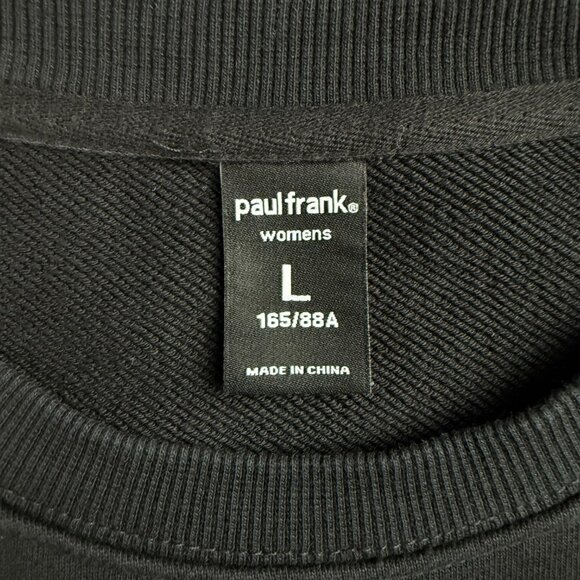 Paul Frank Sweatshirt Womens Large L Black Julius Monkey Rose Embroidery Sweater - Picture 4 of 10